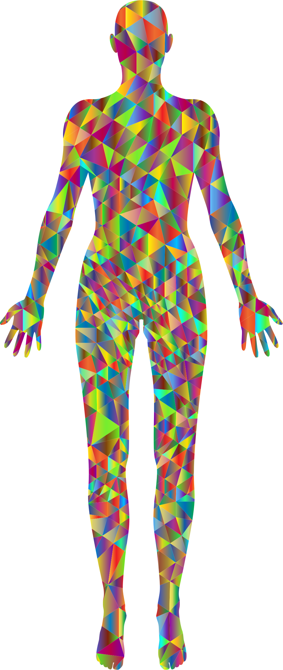 Polychromatic-Low-Poly-Female-Body-Silhouette. GDJ. Open Clipart